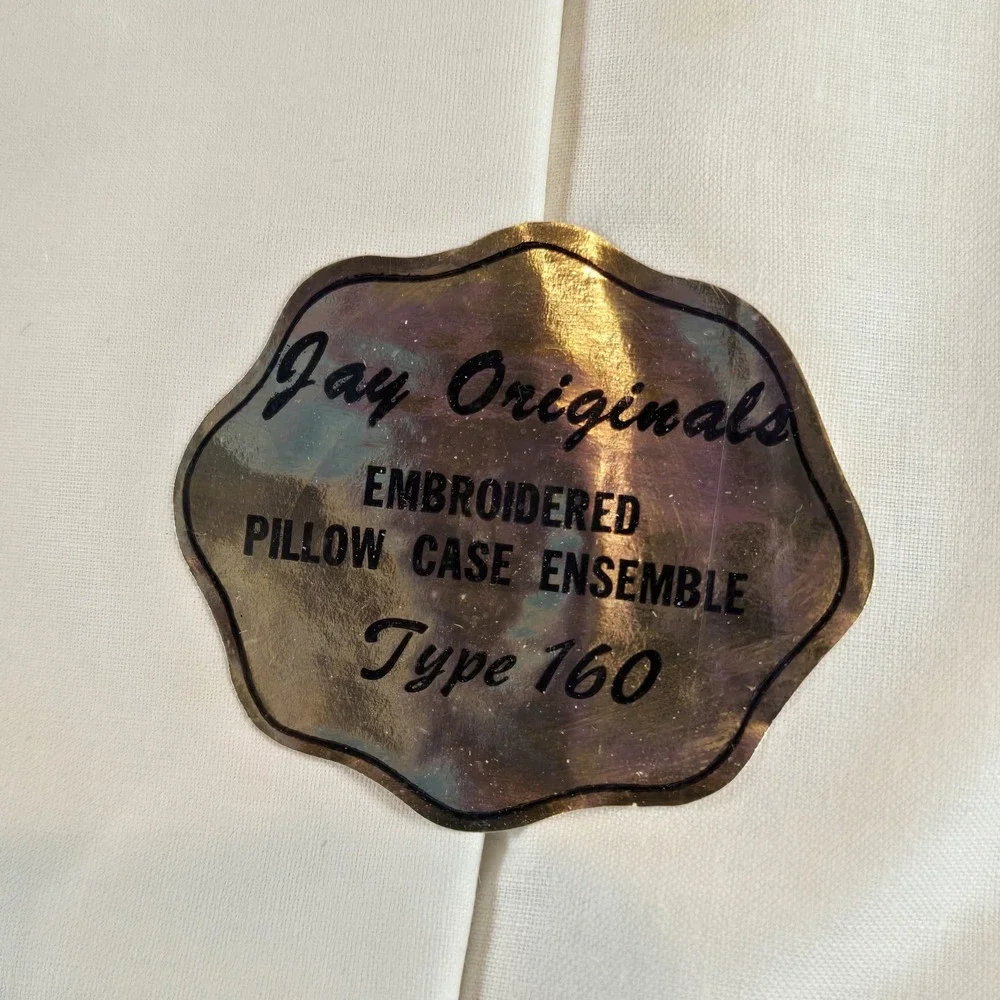 Jay Original Exquisite Pillow Case Set NOS in box White‎ Blue Pillowcase
